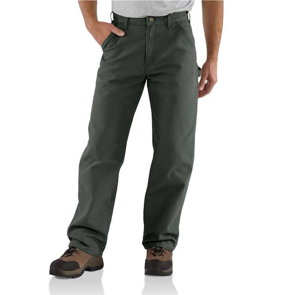 Carhartt Men's 50 in. x 32 in. Moss Cotton Washed Duck Work Dungaree Utility Pant