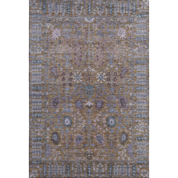 Mayfield Premium Machine Washable Abstract AMF2231 Brown 9 ft. x 12 ft. Area Rug