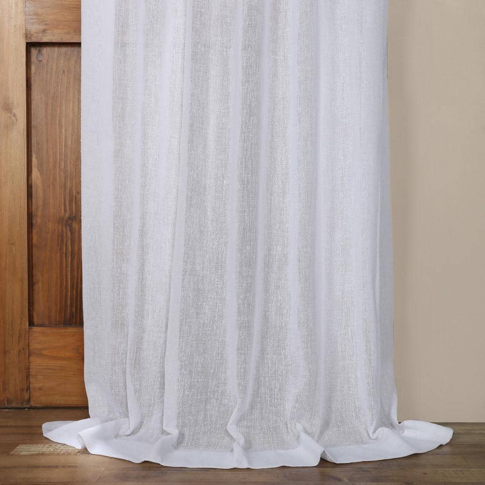 Aspen White Faux Linen Sheer 96" Window Panel