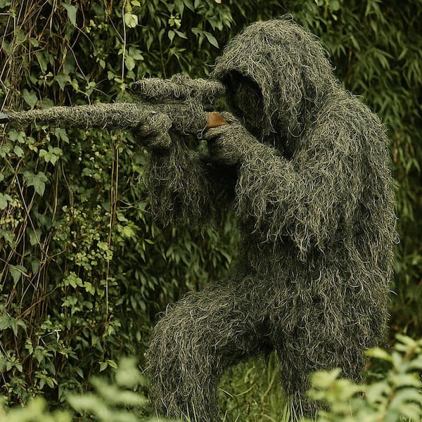 5-in-1 Ghillie Suit, 3D Camouflage Hunting Gear for Adults and Youth, Jacket, Pants, Hood and Carry Bag, M-XXL Size