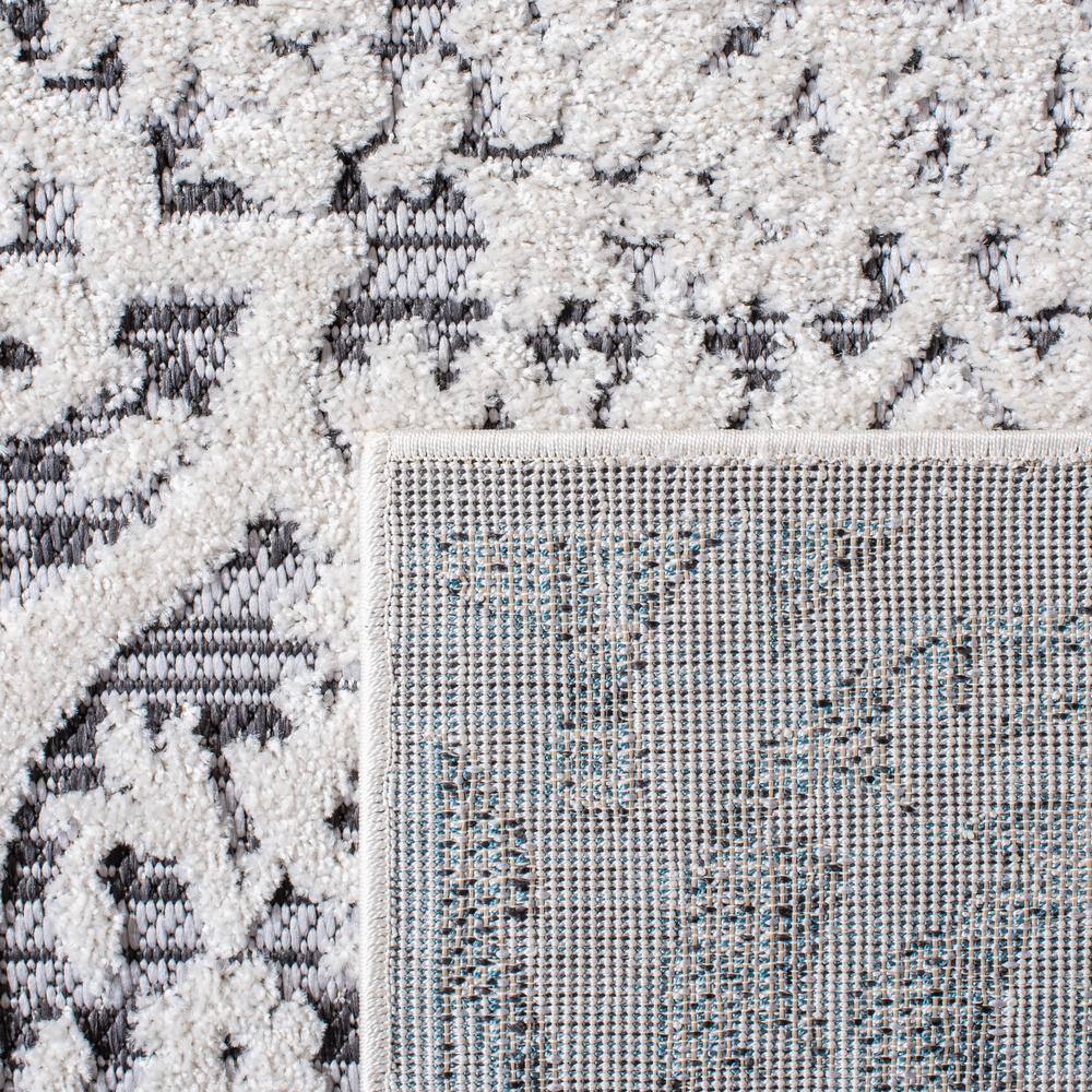 Gray Floral Round Synthetic Indoor/Outdoor Rug