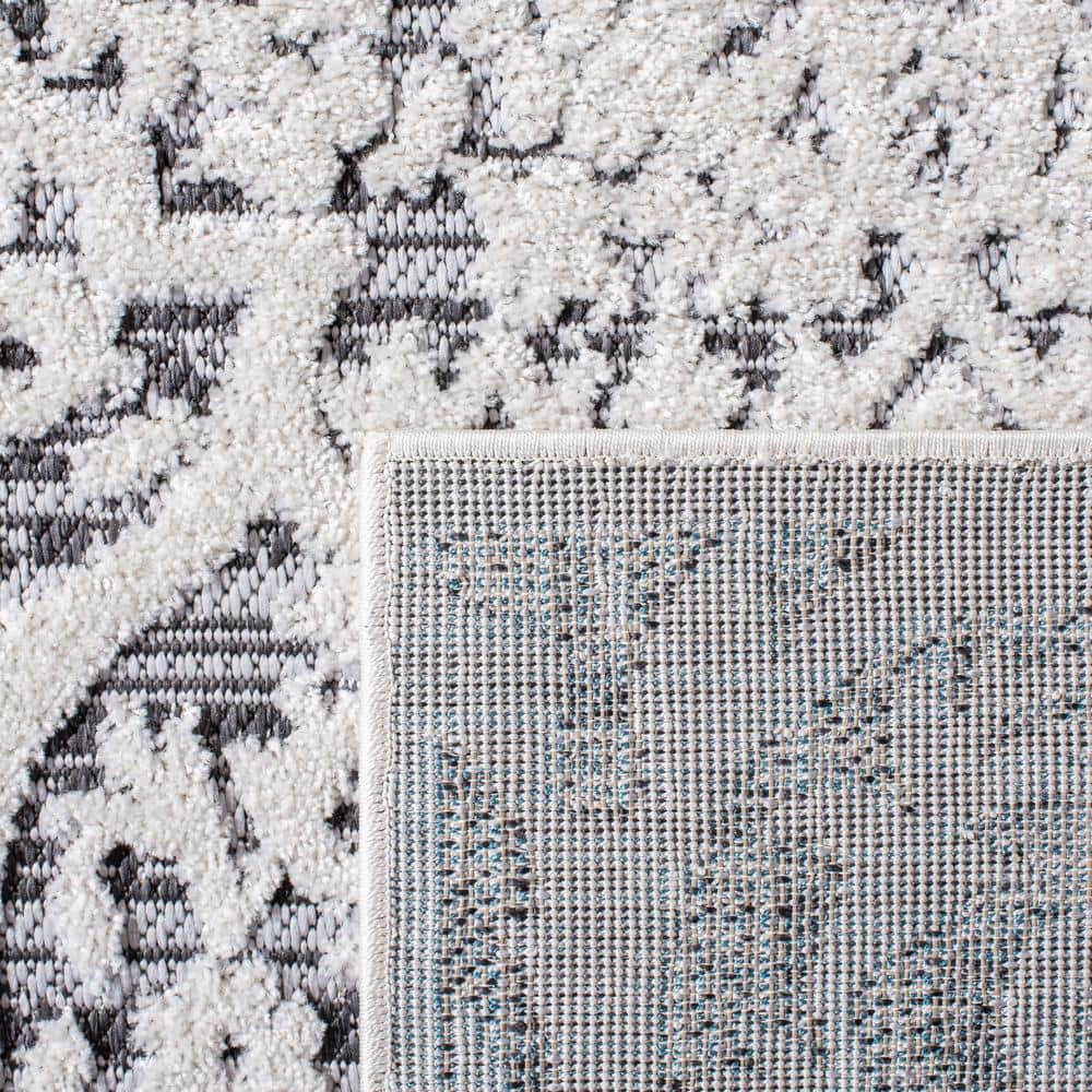 Cabana Floral Ivory & Grey Easy-Care Outdoor Rug - 54"x16"