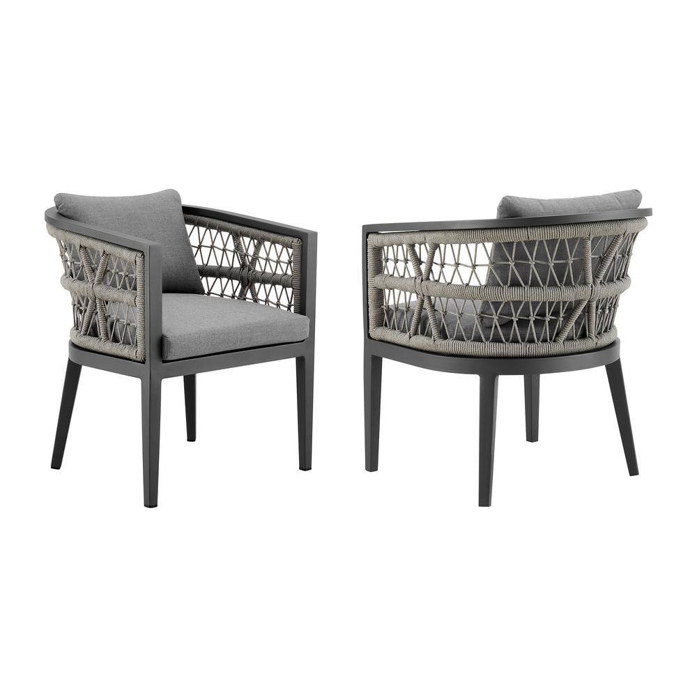 Zella Gray Aluminum Outdoor Dining Arm Chair with Cushions