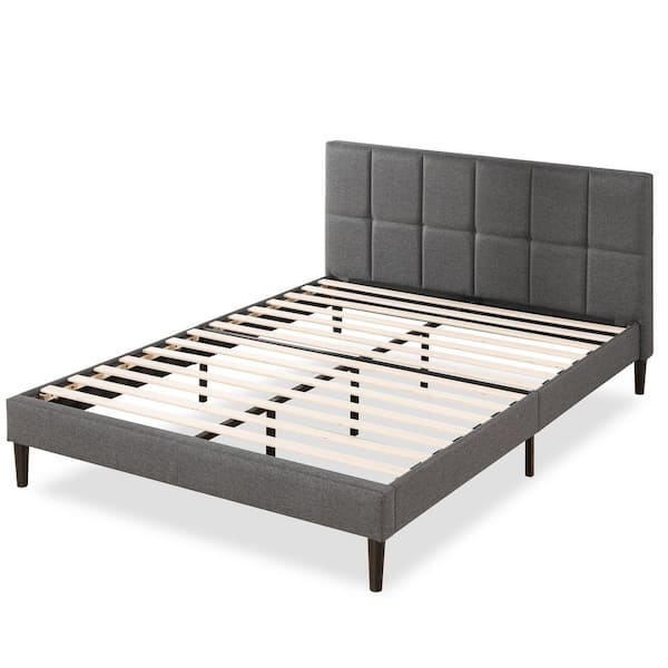 Zinus Lottie Grey Queen Upholstered, Amolife Queen Bed Frame Assembly Instructions