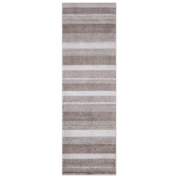 Concord Global Trading Positano Collection Toscano Brown 2 ft. x 7 ft. Stripe Runner Rug
