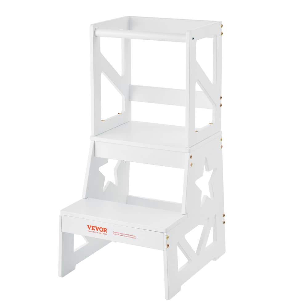 White Pine Wood Toddler Step Stool with Safety Rail