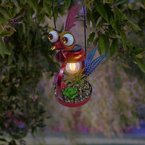 Alpine Corporation 16 in. Tall Solar-Powered Metal Rooster Garden
