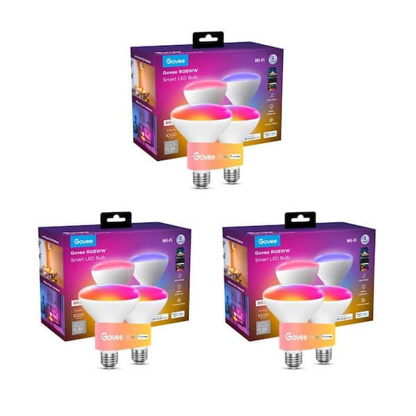 11.5-Watt Equivalent Multicolor BR30 Dimmable Smart LED Light Bulb (6-Pack)