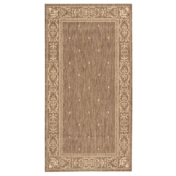 SAFAVIEH Courtyard Brown/Natural Doormat 3 ft. x 5 ft. Border Indoor/Outdoor Patio Area Rug