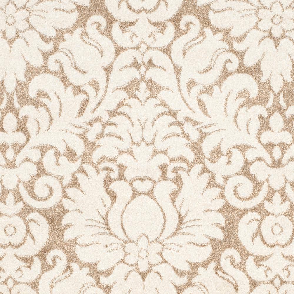 Wheat and Beige Floral Synthetic 6' x 9' Area Rug