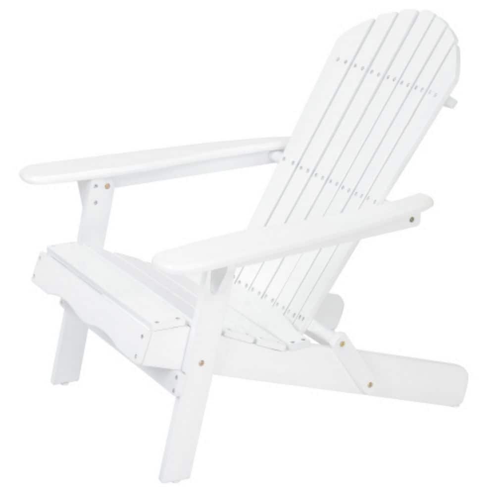 Dracelo Acacia Wood Foldable Adirondack Chair with Wood-Texture White ...