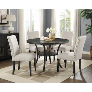 New Classic Furniture Crispin 5-Piece Wood Top Round Dining Set, Natural