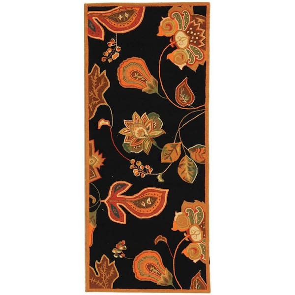 SAFAVIEH Chelsea Black/Orange 3 ft. x 8 ft. Border Runner Rug