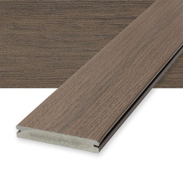 Vista 1 in. x 6 in. x 16 ft. Ironwood Brown Grooved Edge Composite Deck Board