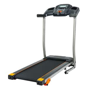2.5 HP Black Metal Foldable Electric Treadmill with Safety Key, LCD Display, Remote Control and Pad/Phone Holder