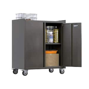 31.39 in. H x 30.31 in. W x 18.11 in. D Steel Freestanding Cabinet with Lockable Doors,wheels,Adjustable Shelf in Black