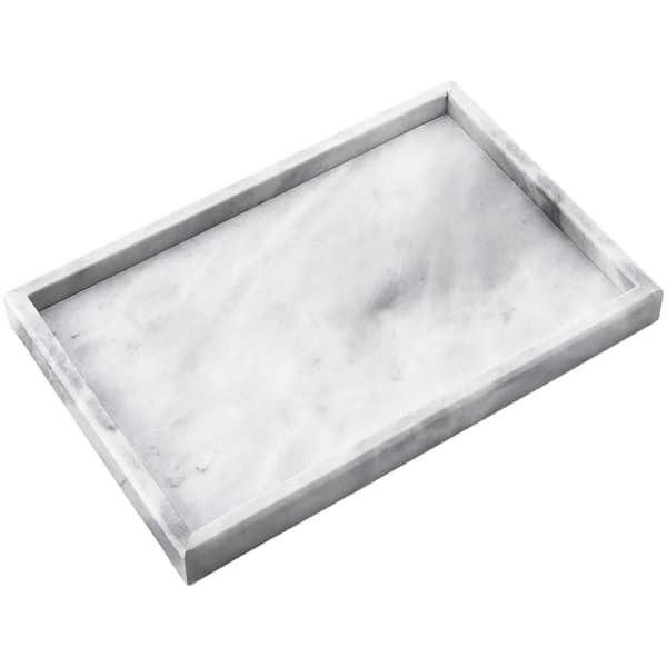 Rectangle Genuine Marble Stone Tray for Bathroom Vanity Kitchen and Desktop, Jewelry Cosmetics Perfume and Home Decor