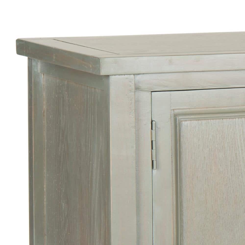Transitional French Grey Sideboard with Open Shelf and Petite Drawers