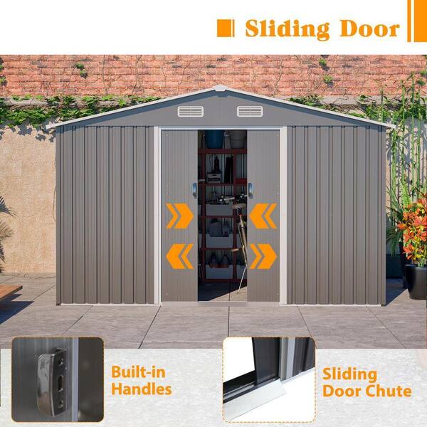 ToolCat 10 ft. W x 8 ft. D Outdoor Metal Storage Shed with