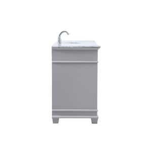 Timeless Home 60 in. W x 21.5 in.D x 35 in.H Single Bath Vanity in Grey with Marble Vanity Top in White with White Basin
