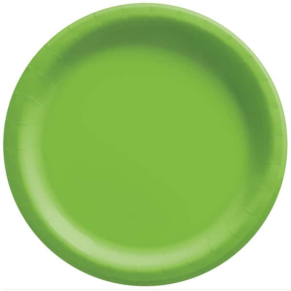 Amscan 10 in. x 10 in. Kiwi Green Round Paper Plates (100-Piece)