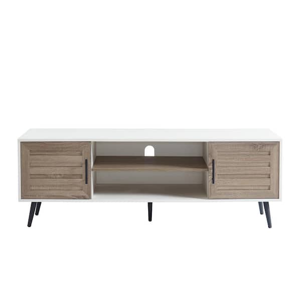 EDYO LIVING TV Stand For Tvs Up To 70 in. White Walnut