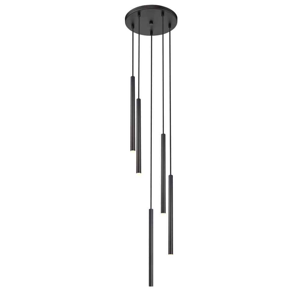 Forest 12 inch Matte Black 5 Light Integrated LED Chandelier
