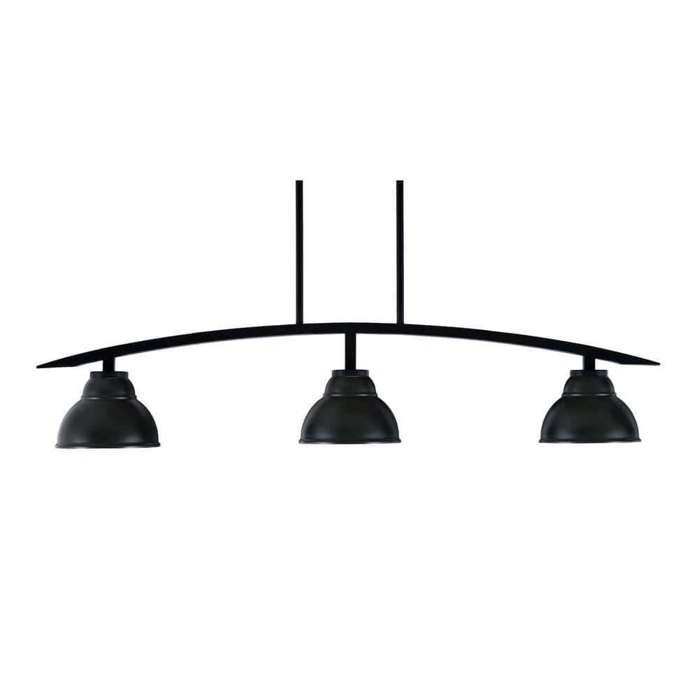 Siena 41 in. 3-Light Matte Black Chandelier with 7 in. Matte Black Double B