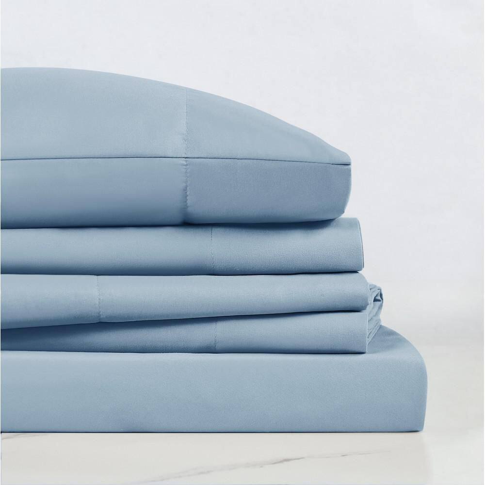Light Blue Twin Polyester Microfiber 3-Piece Sheet Set