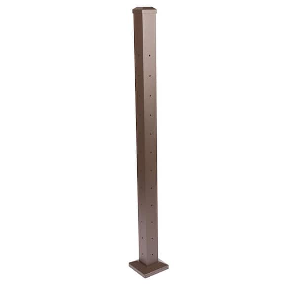 Cable Rail 2-1/2 in. x 2-1/2 in. x 44 in. Weathered Brown Aluminum Corner Post for Cable Railing System