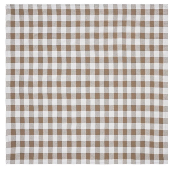 Annie 40 in. W x 40 in. L Portabella, Soft White Buffalo Check Cotton Blend Tablecloth Topper