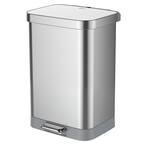13 Gal. ALL Stainless Steel Step-On Large Metal Kitchen Trash Can w/Clorox Odor Protection and Soft-Closing Lid