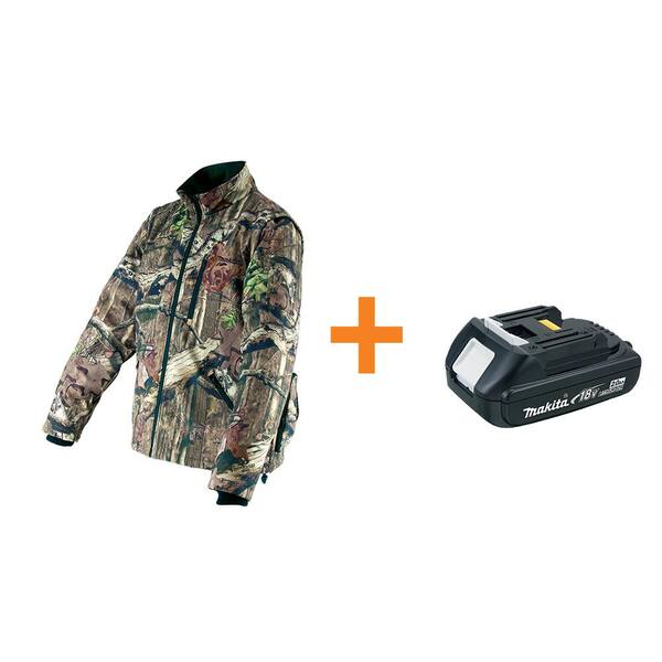 Makita Men's X-Large 18-Volt LXT Lithium-Ion Cordless Mossy Oak Heated Jacket (Jacket Only) with Free 2.0Ah Battery