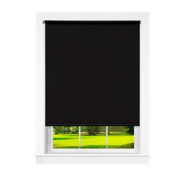 ACHIM Tear Down Cut-to-Size Matte Black Cordless Room Darkening Telescopic Width Vinyl Roller Shade 55 in. W x 72 in. L
