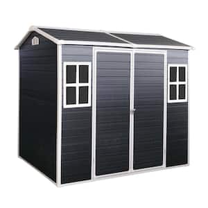 8 ft. W x 4 ft. D Black Outdoor Resin Storage Shed with 2-Window and Double-Door for Patio (32 sq. ft. )