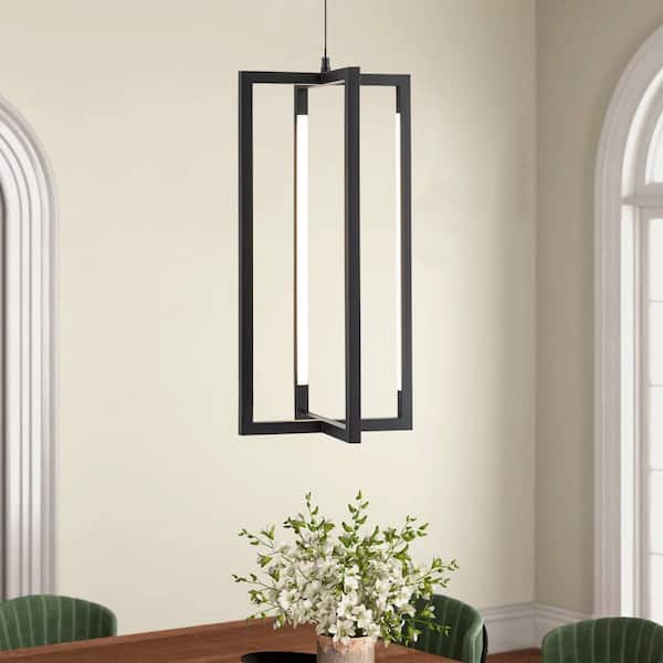 Rennnsan Follen 4-Light Modern Black Geometric Rectangular Integrated LED Pendant Light