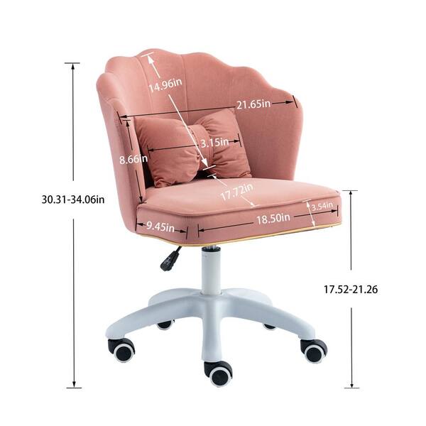 Urtr Pink Fabric Desk Chair Home Office, Rolling Vanity Seat