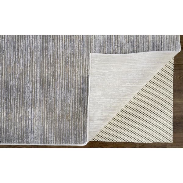 Taupe and Silver and Tan Abstract 10 ft. x 13 ft. Area Rug