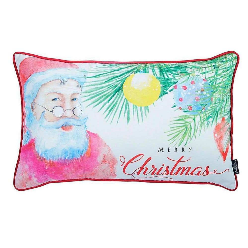 Christmas 12" X 20" Red and White Christmas Polyester Pillow Cover
