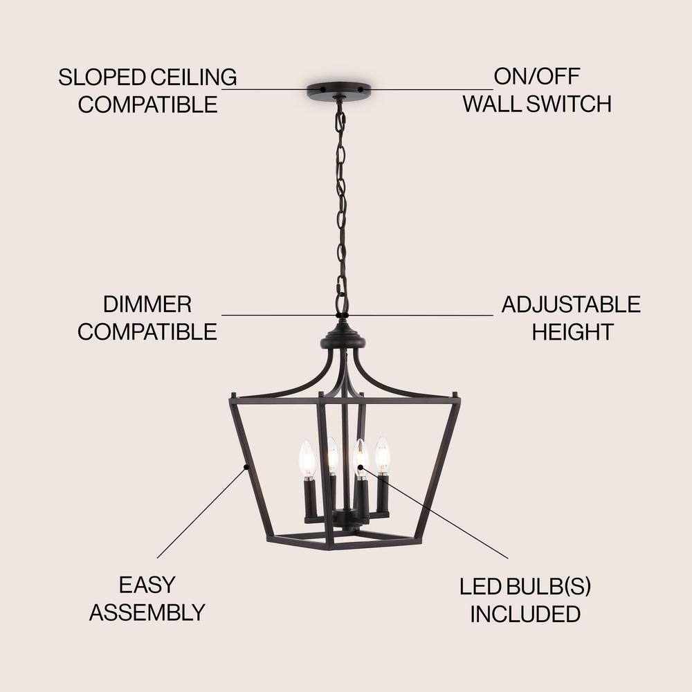 Camden 13" 4-Light LED Oil-Rubbed Bronze Farmhouse Pendant Lantern