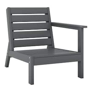 Birchwood Outdoor Patio Deep Seating HDPE Lounge Chair with Right Facing Arm in Gray