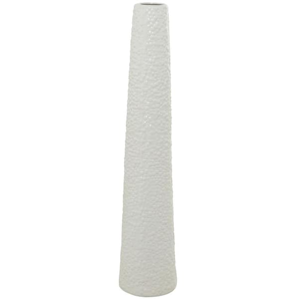 Litton Lane 39 in. White Tall Ceramic Decorative Vase with Bubble Texture