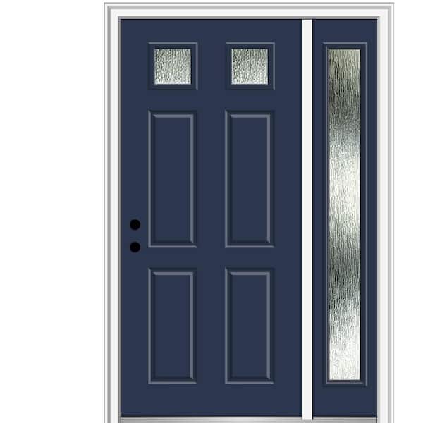 MMI Door 48 in. x 80 in. Right-Hand Inswing Rain Glass Naval Fiberglass Prehung Front Door on 6-9/16 in. Frame