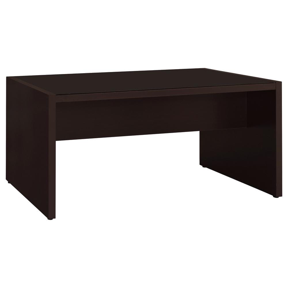 Skeena Cappuccino 3-Piece Office Desk Set with Glass Top
