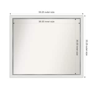 Medium Rectangle Satin White Silver Casual Mirror (33 in. H x 39 in. W)