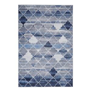 Blue 4 ft. x 6 ft. Moroccan Geometric Area Rug