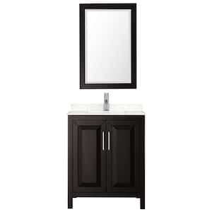 Daria 30 in.W x 22 in.D Single Vanity in Dark Espresso w/Cultured Marble Vanity Top in Light-Vein Carrara w/Basin&Mirror