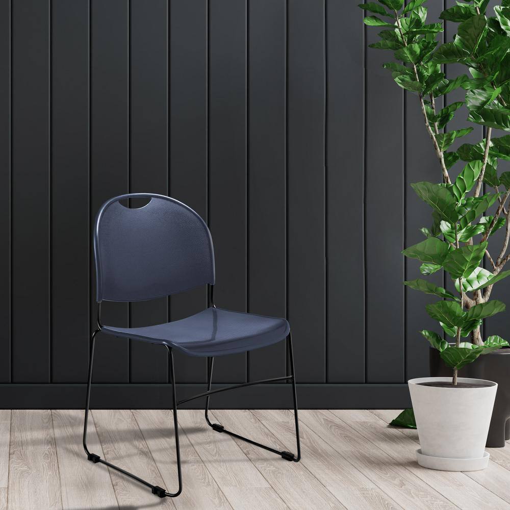 Navy Blue Commercialine Ultra-Compact Stackable Chair, 4-Pack