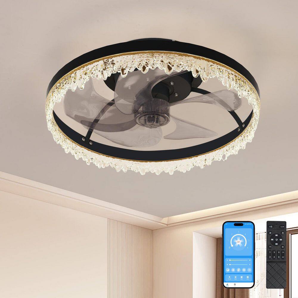 16 in. Black Standard ABS Flush Mount Smart Modern Quiet Ceiling Fan with Dimmable Integrated LED with Remote Included price history on PriceWatchPro