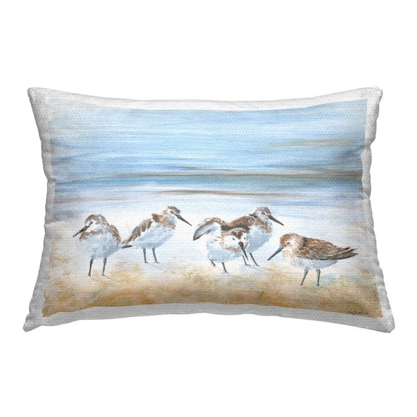 Stupell Industries Birds on Abstract Shore Outdoor Printed Throw Pillow by Pam Britton